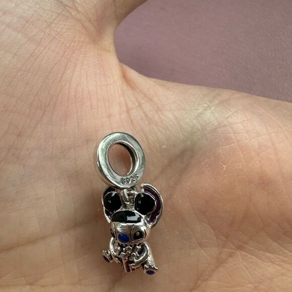 NWOT Lilo & Stitch in Mickey Mouse hat with popcorn Disney x Pandora FIT silver - Picture 6 of 10